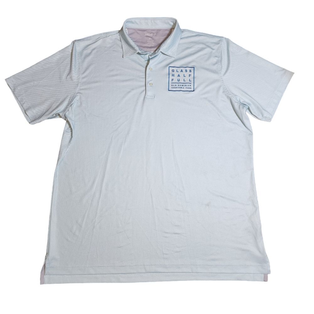 Johnnie-O Poe Lake Blue "Glass Half Full"‎ 3 Button Short Sleeve Polo Size XL